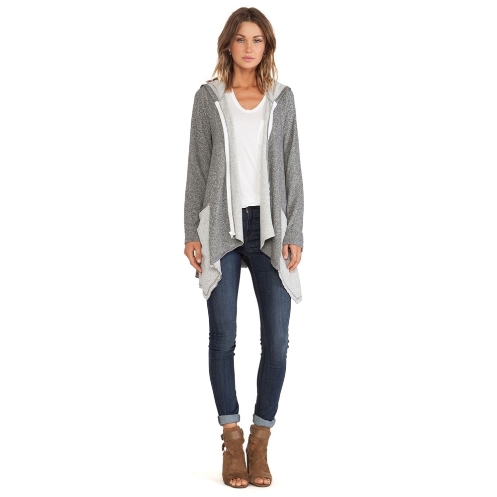 MICHAEL LAUREN // ltd ed casper full zip asymmetric super soft hooded ja…